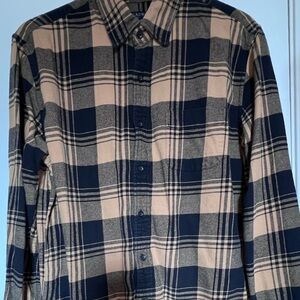 J.Crew Navy and Beige Plaid FlannelCasual Shirt